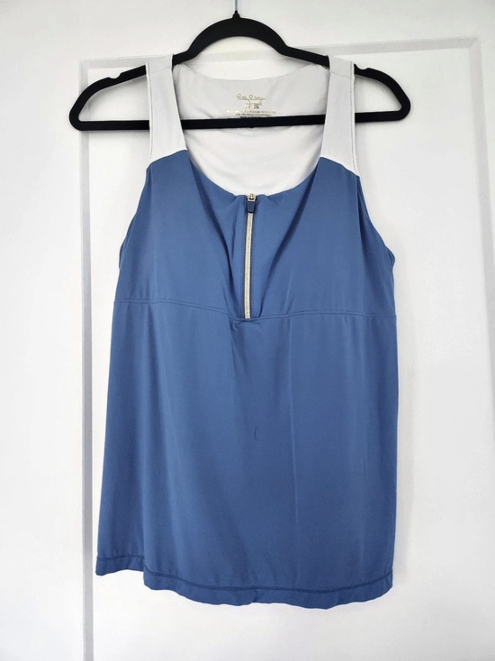 Lilly Pulitzer Blue & White Zip Front Tank Size Large Like New